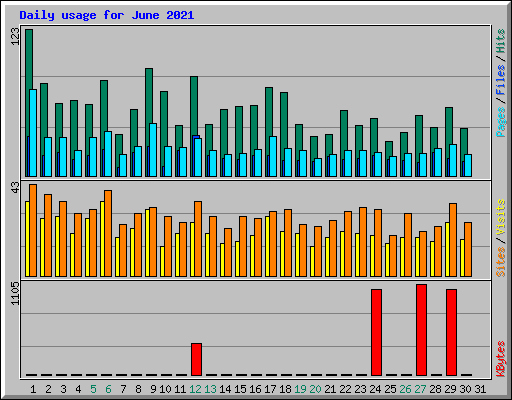 Daily usage for June 2021